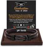 Btysun Graduation Gifts for Men, Graduation Gifts for Him 2025 Leather Bracelets for Men Graduate Gift 2025 High School Teens 5th 8th Grade College Bracelets for Son Grandson Gift Set