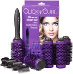 Click n Curl Medium Blowout Brush Set | (5) - 1.75” Detachable Barrels | Round Brushes | Hair Rollers | Hair Combs | Ceramic Coated w/Nylon Bristles | Professional Salon Styling Brush