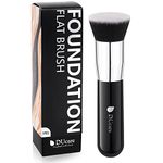 DUcare Flat Top Kabuki Foundation Brush for Liquid Makeup,Professional Stick Buffing Blending Mineral Powder Large Makeup Face Brush, Black