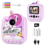Kids Camera Instant Print,Birthday presents gifts for 3 4 5 6 7 8 9 Year Old Boys Girls,48MP & 1080P HD Kids Digital Camera with 32GB SD Card & 3 Rolls Paper
