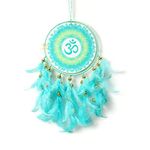 DULI Dream Catcher Handmade OM Wall Hanging OM Canvas Dreamcatcher for Bedrooms Office Balcony Outdoors Garden Car Hanging, 49cm, Dreamkacher (Canvas OM MediumDC-Pastel Green)