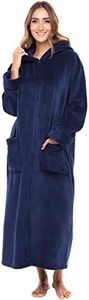 Alexander Del Rossa Womens Fleece Robe, Soft Zip-Front Bathrobe, 1X 2X Navy Blue (A0300NBL2X)