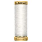 100% Natural Cotton Thread by Gutermann for Sewing and Quilting - 100m Spools - Colour Number WHT - 1 x 100m Spool