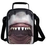 7-Mi Kids Insulated Lunch Bags for Food Children 3D Shark Lunch Tote Box Meals with Shoulder Adjustable Strap and Water Bottle Holder