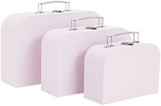 Okuna Outpost Set of 3 Different Sizes of Paperboard Suitcases with Metal Handles, Decorative Cardboard Storage Boxes (Lavender)