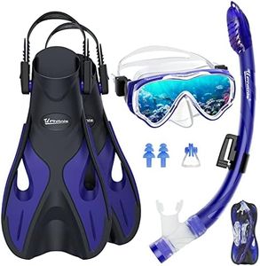 UPhitnis Schnorchelset Kinder mit Flossen,Anti-Fog 180°Panorama Taucherbrille Kinder, Verstellbaren Schwimmflossen und Premium Dry Schnorchel,3 in 1 Schnorcheln Set für Kinder mit Tragetasche