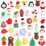 SULOLI 36 PCS Christmas Mochi Squishy Toys, Xmas Squeeze Toys Stress Reliever Anxiety Packs for Kids Christmas Party Favors Stocking Stuffers Gifts