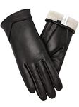 ROSYLINE Winter Gloves for Women Womens Leather Gloves Warm Winter Driving Gloves Touchscreen Black M