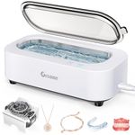 Gisaae Ultrasonic Cleaner, 48000Hz Jewellery Cleaner with 2 Modes Glasses Cleaner 350ML Sonic Jewellery Cleaner Machine for Cleaning Set with Stand for Jewelry Silver Ring Glasses Denture