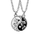 Hewill Yin Yang Necklace Bracelet For Women Men Matching Black White Disc Tai Chi Necklace For Couples Girls Friendship Bff Bracelets Necklaces Jewelry Set, Metal, No Gemstone