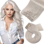 Moresoo Clip in Hair Extensions Human Hair White Blonde Double Weft Hair Hair Extensions for Women Clip in 18Inch Invisible Long Straight Clip in Extensions 7PCS 120G