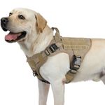 rabbitgoo Tactical Dog Harness for Medium Dogs Breed, No Pull Adjustable Military Pet Service Vest with Molle Loop Panels and Easy Control Handle for Training Hunting Walking Hiking, Brown, M