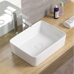 ANDVIN Rectangular Vessel Sink 16"x12" White Small Bathroom Sink Above Counter Porcelain Ceramic Lavatory Vanity Sink Wash Basin