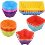 Pack of 42 Silicone Baking Cups Reusable Muffin Cups BPA Free Cupcake Liner Tray Kids Lunch Box Dividers Bento Bundle Accessories Moule Silicone Multicolor