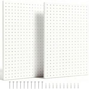 Hogurity Metal Pegboard Panels, Peg Board Large White Pegboard Wall Organizer Peg Board for Walls Home, Garage Tool Storage, Office Organization, Craft Room, Kitchen（ 2 Pack 23”×12”）