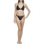 Calvin Klein Women's Standard Triangle Bra Top Removable Soft Cups Mid-Rise Bottom 2 Piece Set, Black, Large