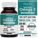 SoActive® Omega 3 EPA & DHA | Free Fatty Acid Form Omega 3 | Near Perfect Absorption – Up to 95% Absorption Rate | Bloodstream Ready EPA & DHA – More Effective Than Fish Oil & Krill Oil (60 Capsules)