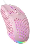 SOLAKAKA SM900 Pink Wired Gaming Mouse with Honeycomb Shell,12800 DPI,7 Programmable Buttons,Lightweight Gaming Mice Ergonomic Computer Mouse Gaming for Windows/PC/Mac/Laptop Gamer