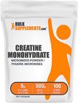 BULKSUPPLEMENTS.COM Pure, Unflavored Creatine Monohydrate Supplement - Micronized Creatine Powder (5000mg per serving) - Creatine Pre Workout for Muscle Growth, Increased Strength and Energy - Creatine Monohydrate (500 Grams)