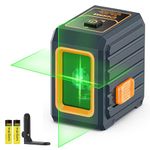 CIGMAN Green Laser Level with Self-Levelling and Manual Modes, 30m Range (Pulse Mode Extend 50m with Receiver), 4 Brightness Levels, ±0.3mm/m High Precision, Includes 2 AA Batteries & Mounting Bracket