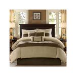 Madison Park - Palmer 7 Piece Comforter Set - Natural - Includes 1 Comforter, 3 Decorative Pillows, 1 Bed Skirt, 2 Shams