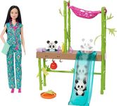 Barbie Careers Doll & Playset, Baby Panda Care and Rescue with Vet Doll, 2 Color-Change Pandas & 20+ Accessories