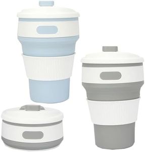 2 Pack Collapsible Cup,Travel Mugs For Hot Drinks,Reusable Travel Cup,Collapsible Coffee Cup With Lid,Collapsible Cups For Travel,Foldable Cup For Picnic,Hiking,Camping, Travel,Office(1Grey+1Blue)