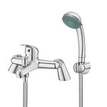 Bathroom Sink Taps with Shower Head, BATHWEST Modern Bath Tap with Shower Kit, Chrome Single Lever Monobloc Bathroom Shower Mixer Taps 021N