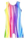 Belovance Gymnastics Leotards for Toddler Girls Dance Leotard Sparkly Rainbow Dinosaur Leopard Stars Biketard Quicky Dry, Colorful Stripe, 4-5 Years