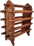 Wooden Folding Bangle Stand Holder Organizer For Women (Brown) Large (8 Rods)