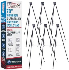 U.S. Art Supply 70" High Showroom XL Black Metal Display Easel,Large 6Pack | Adjustable Height Portable Easel Stand, Sign Display, Holds 45 lbs - Floor & Tabletop Easels, Painting Stand