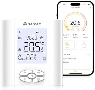SALCAR Thermostat Connecté WiFi pour Chaudière Gaz/Chauffage au Sol Eau - Programmable avec Humidité - Compatible Amazon Alexa et Google Home - Tête Thermostatique Tuya