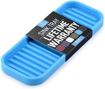 Zulay (9x3.5) Silicone Sponge Holder for Kitchen Sink - Flexible Multipurpose Kitchen Soap Tray Sponge Holder - Sink Organizer Tray for Kitchen, Bathroom, Makeup, Trinkets & More (Blue)