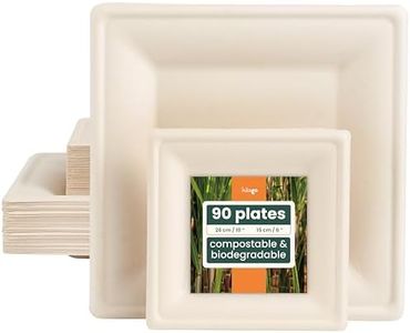 HAAGO 90 Platos de Caña de Azúcar Biodegradables Pequeños y Grandes, Platos Grandes (26cm) y Pequeños (16cm) - Ecológicos y Reciclables, Ideales para Comida Fría y Caliente, Fiestas y Eventos en Grupo