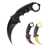 1Pcs Black Karambit Knife Tactical Knife Stainless Steel Fixed Blade Knife with Sheath and Cord Suitable for Hunting Camping Field Survival and Collection-1 Piece