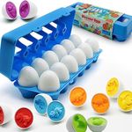 MOONTOY Dinosaur Matching Eggs for Toddlers – Easter Eggs Toy – 12PCS Educational Learning Color & Shape Recognition Montessori STEM Toy, Sorting Fine Motor Skills, Easter Gift, Easter Basket Stuffers