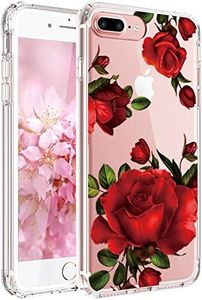 JIAXIUFEN iPhone 6 Case, iPhone 6S Case, TPU Silicone Protective Mobile Phone Case, Transparent Mobile Phone Case, Cover Case, Mobile Phone Case for Apple iPhone 6 6S - Love Red Rose