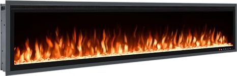 Wärme Firebox Panoramic 72-72"/183cm Slim Frame Recessed Media Wall Inset Electric Fireplace with Multi Flame Colours 1400W/1600W (72")