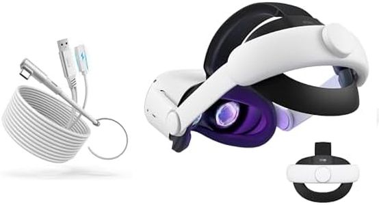 KIWI design Comfort Head Strap Accessories Compatible with Oculus/Meta Quest 2 and Link Cable with Charging 16FTUSB 3.0 to USB C Link Cable with 5Gbps Super Speed for Extended Gameplay, White
