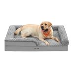 Feandrea Dog Bed, Orthopaedic Pet Bed, Egg Crate Foam Dog Sofa Bed with Raised Edges, Removable Washable Cover with Rose Pattern, 36 x 27 x 6.5 Inches, Dove Gray UPGW252G01