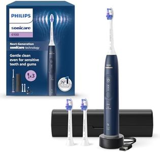 Philips Sonicare 6100 Electric Toothbrush, Sonic Toothbrush with 2 Brushing Modes and 3 Intensity Levels, Pressure Alert, EasyStart, SmarTimer, Travel Case, Navy, Model HX7403/01 [New Technology]