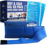 Perfect Remedy 2 Pack Gel Ice Packs for Injuries with Strap Cover, Reusable Gel Ice Pack for Hot Cold Compress, Soothing Soft Ice Packs for Injuries Reusable Gel, Injury Ice Pack Wrap (Blue, Regular)