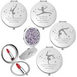 Fumete 4 Pcs Inspirational Gymnastics Gifts for Girls Women Pocket Mirror Magnifying Compact Makeup Mirror Gymnastics Stuff for Gymnasts Team Gifts Appreciation Gymnastics Party Favors(Light Purple)