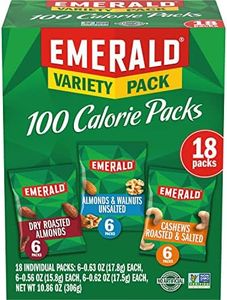 Emerald Nuts Mixed Nuts Variety Pack 18ct (1-Pack) , 100-Calorie Individual Packs , Features Dry Roasted Almonds, Natural Almonds & Walnuts, and Roasted & Salted Cashews