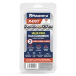 Husqvarna X-Cut SP33G 18 Inch Chainsaw Chain, 2 Pack, 325" Pitch, 050" Gauge, 72 Drive Link Chainsaw Blade Replacement, Pre-Stretched and Low Kickback, Gray