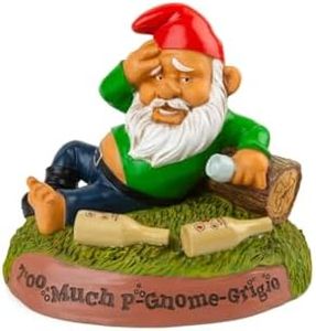 BigMouth Inc Hungover Garden Gnome, Too Much P-Gnome Grigio Saying, Funny Lawn Gnome Statue, Garden Decoration