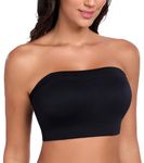 Lemorosy Convertible Strapless Bra for Women Wireless Plus Size Lingerie Seamless Bandeau Tube Top Bralette (Black, XXL)