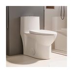 MEJE #1001A - Elongated One Piece Toilet for Small Bathroom, Dual Flush,Soft Close Seat Cover, Comfort Seat Height, White