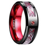 NUNCAD 8mm Mens and Womens Tungsten Carbide Ring Silver Celtic Dragon Wedding Promise Band Size S1/2