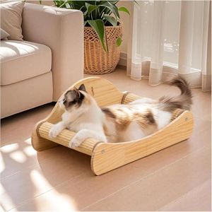 Avont Sisal Cat Scratcher Bed, Natural Solid Wood Scratch Lounger, No Mess Scratching Chair Couch for Indoor Cats, 23 Inch Cat Scratching Pad, 2 in 1 Scratching Board, Furniture Protector -Large